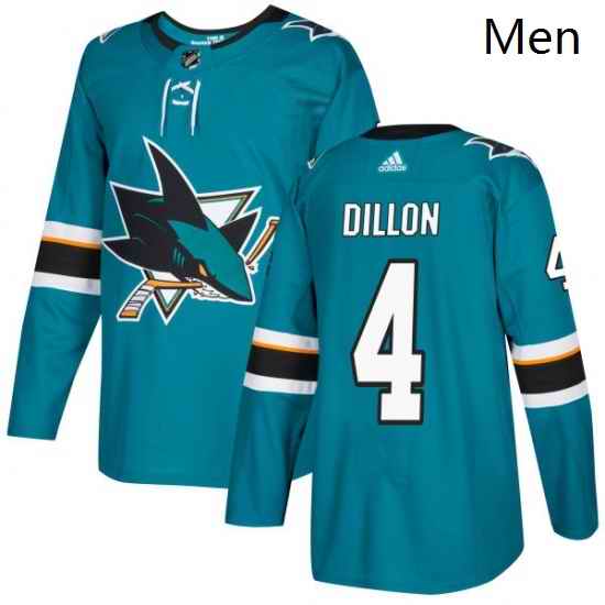 Mens Adidas San Jose Sharks 4 Brenden Dillon Premier Teal Green Home NHL Jersey
